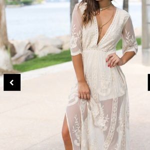 Cream lace maxi romper
